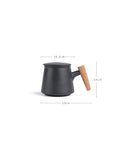 Wooden Handle Ceramic Tea Cup With Lid Filter Water Separation Cup