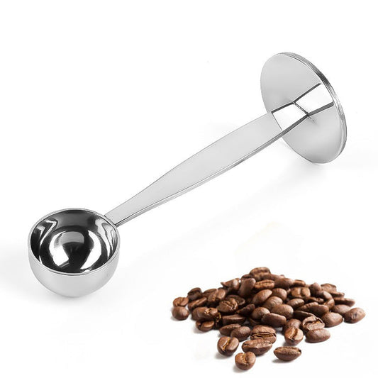 Two-In-One Coffee Scoop Powder Press Stainless Steel Powder Hammer Measuring Spoon Measuring Bean Coffee Special Powder Spoon - The Crafted Cafe